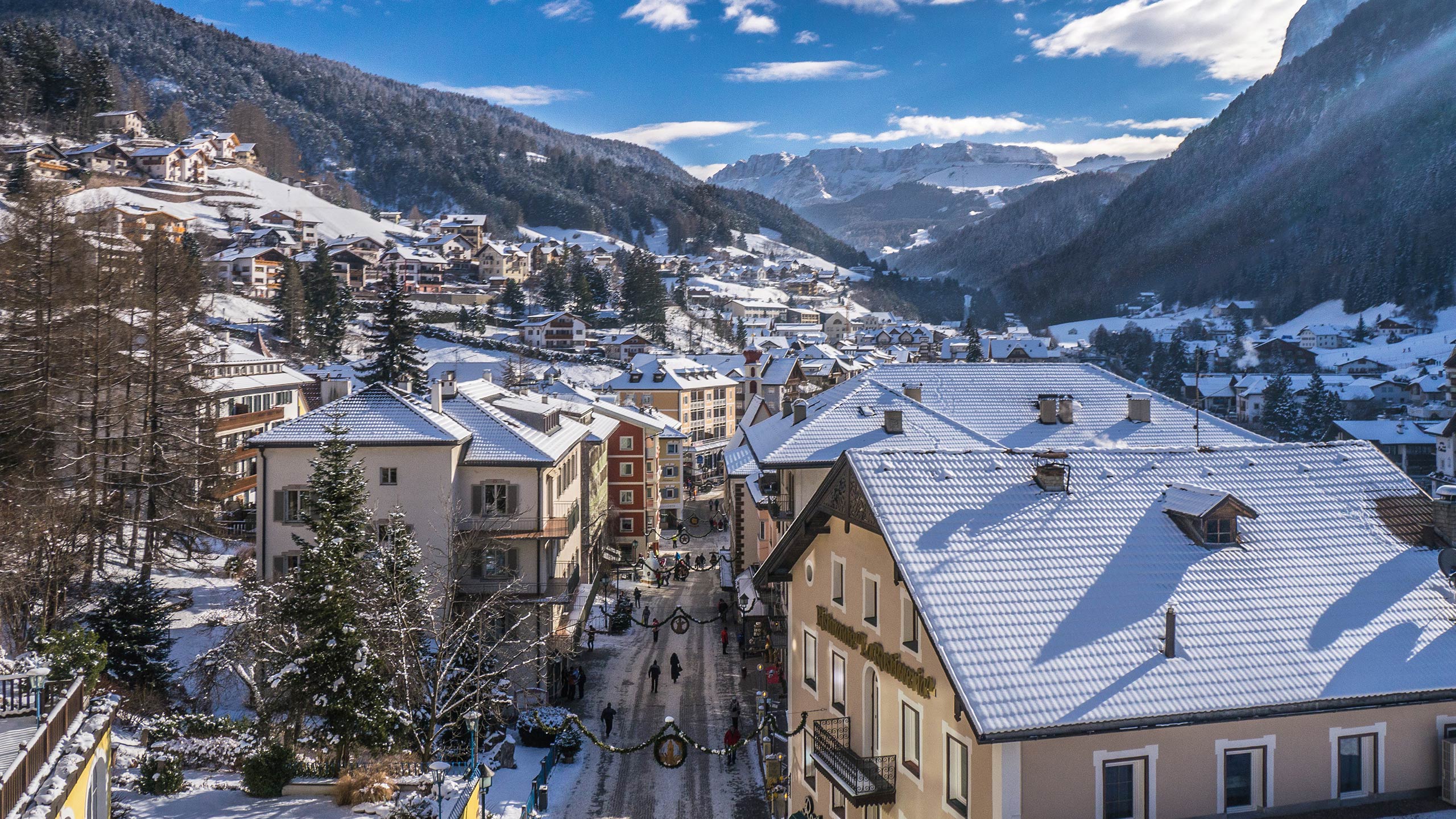 Near the center of Ortisei, Dolomites, Italy